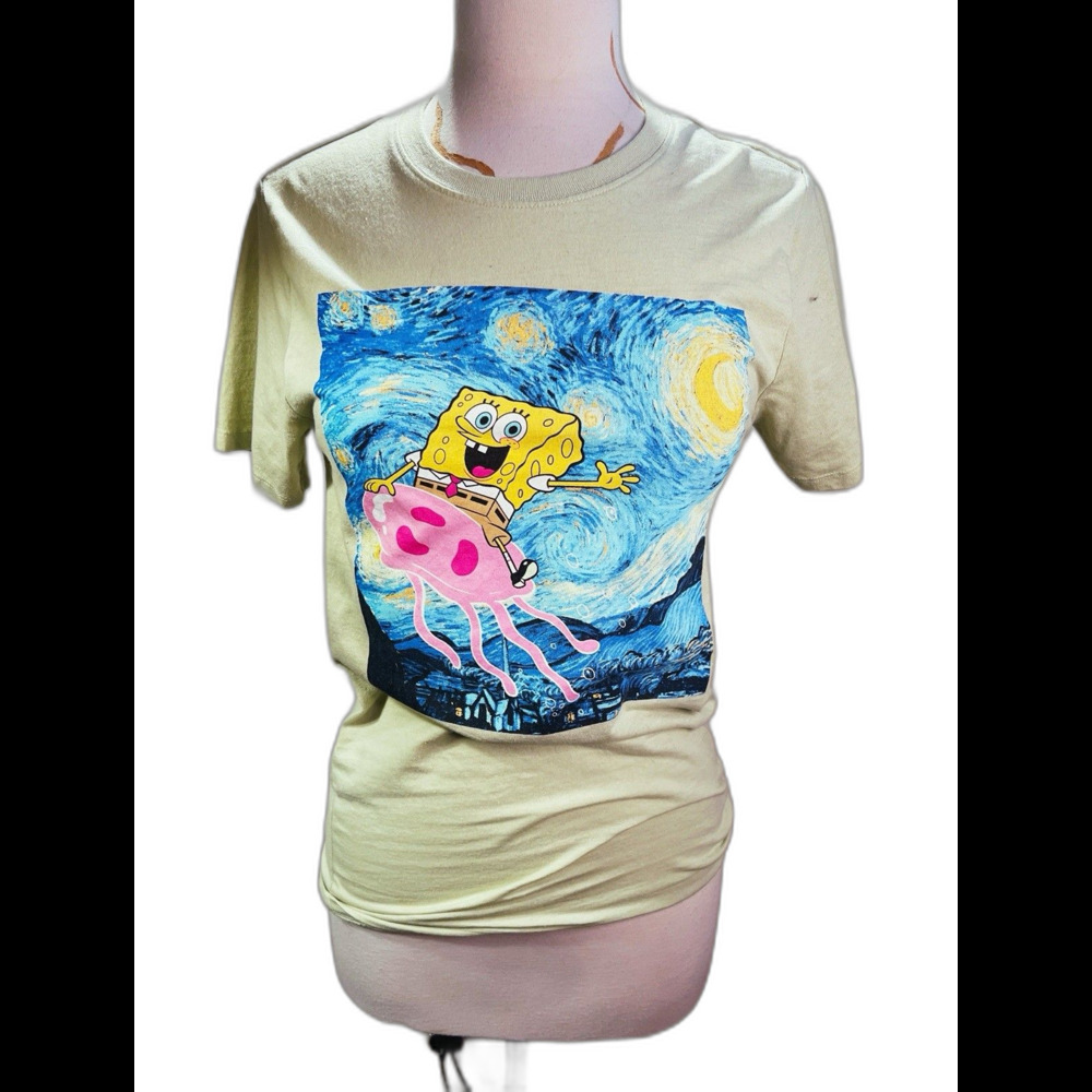Nickelodeon T-Shirt Size S Unisex Green Spongebob Squarepants Modern Top